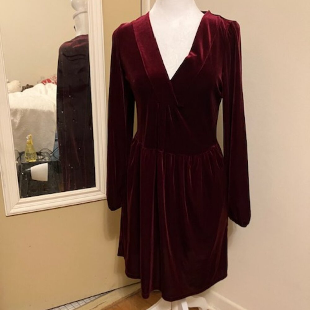 Anthropologie NWT Smooth Red Velvet Dress